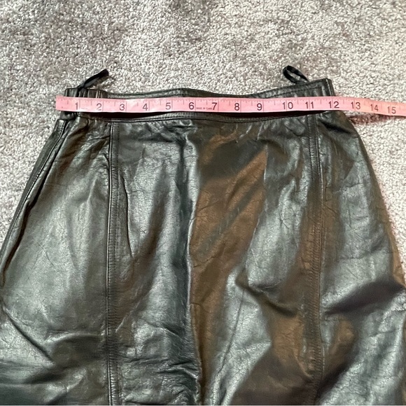 Brandon Thomas Vintage Black Leather Fully Lined Skirt Size 4 - Picture 3 of 11